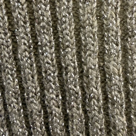 Lauren Ralph Lauren Gold Metallic V-Neck Sweater XL Shimmer Ribbed Knit - Picture 7 of 11